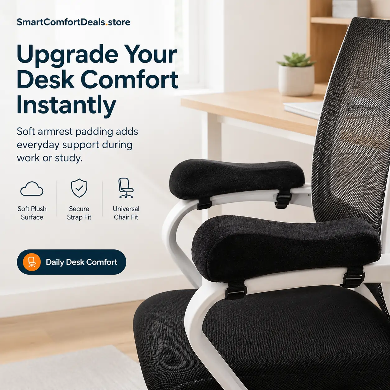 Armrest Cushion Pads – Soft Plush Desk Chair Armrest Support