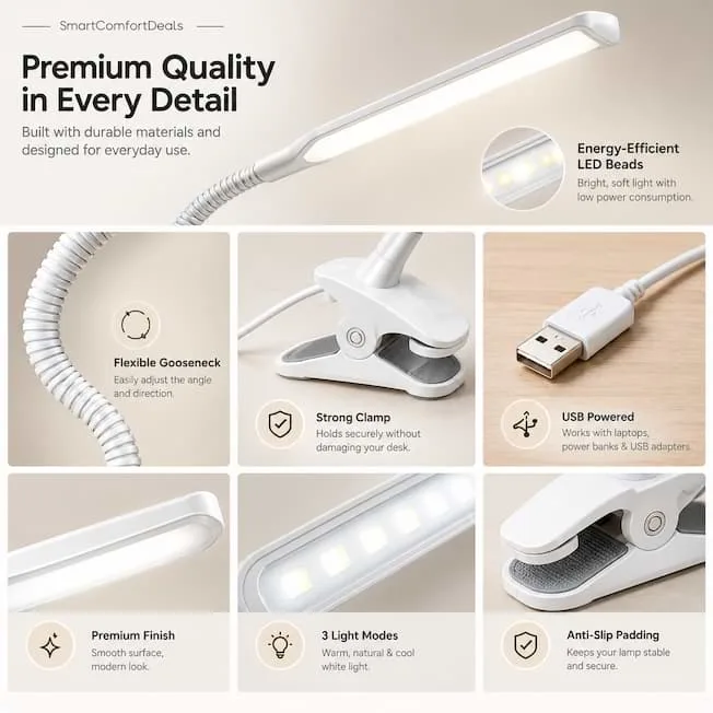 Clamp-Mounted Swing Arm Lamp – Flexible Desk Light for Work - Desk Setup - gallery image 4 - comfort deal