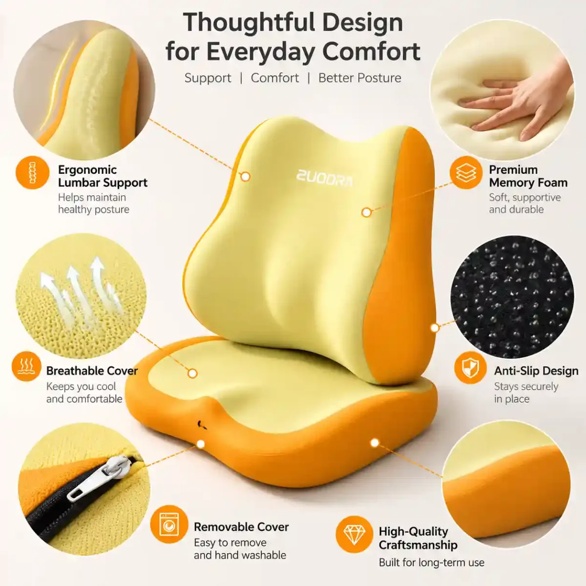 Ergonomic Car Seat Cushion with Lumbar Support | Memory Foam Comfort - Home Comfort - gallery image 4 - comfort deal