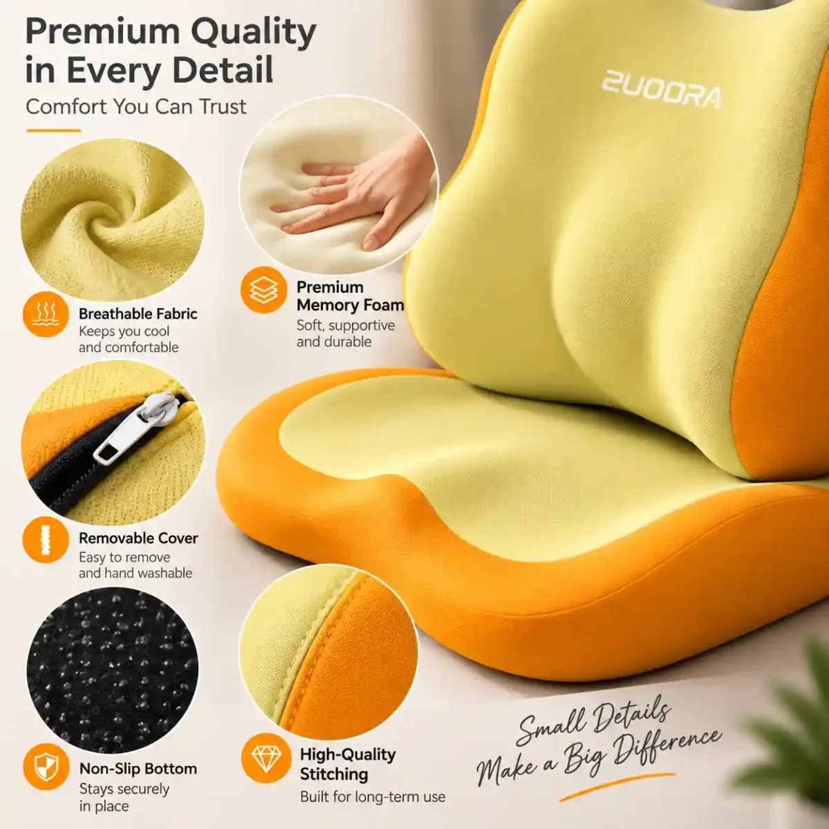Ergonomic Car Seat Cushion with Lumbar Support | Memory Foam Comfort - Home Comfort - alternate view - comfort deal