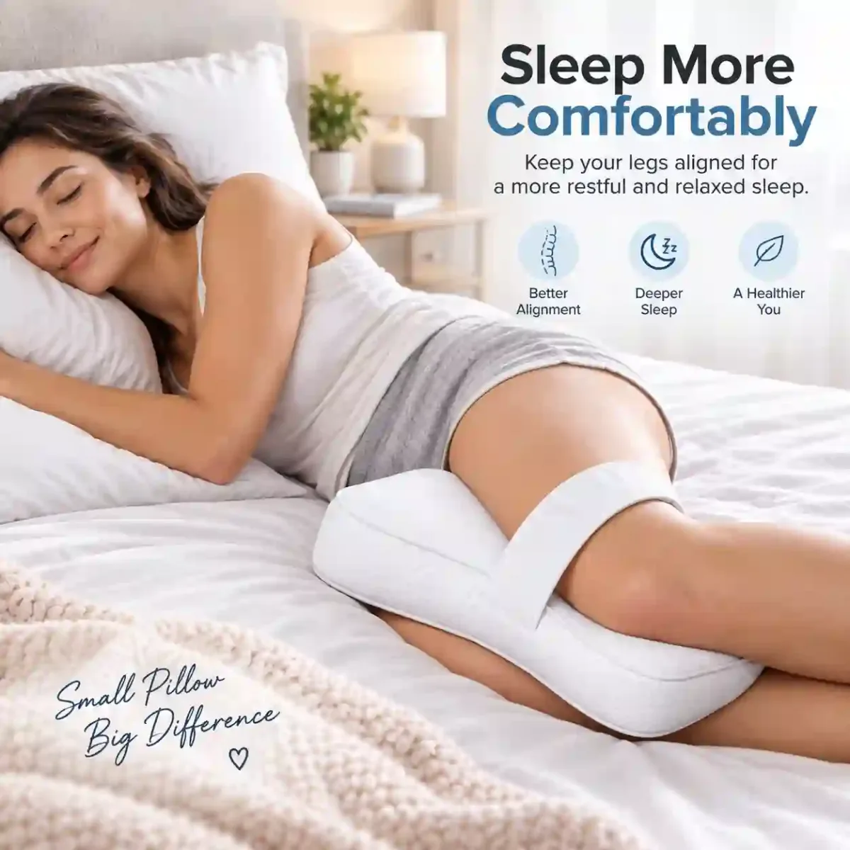 Knee Support Pillow with Strap | Ergonomic Leg Cushion - Home Comfort - product photo - comfort deal