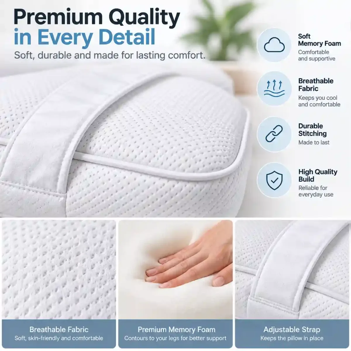 Knee Support Pillow with Strap | Ergonomic Leg Cushion - Home Comfort - gallery image 5 - comfort deal