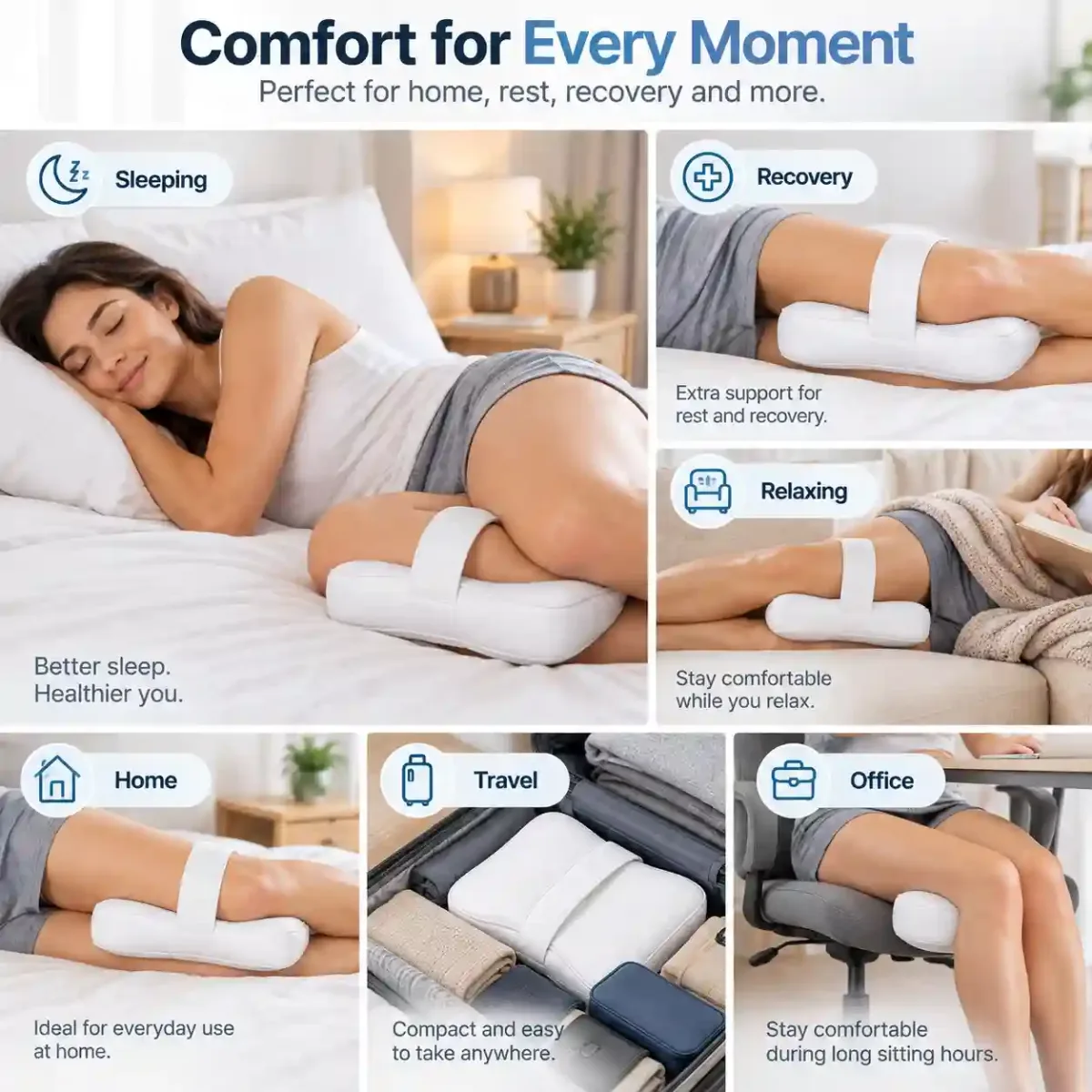 Knee Support Pillow with Strap | Ergonomic Leg Cushion - Home Comfort - gallery image 6 - comfort deal