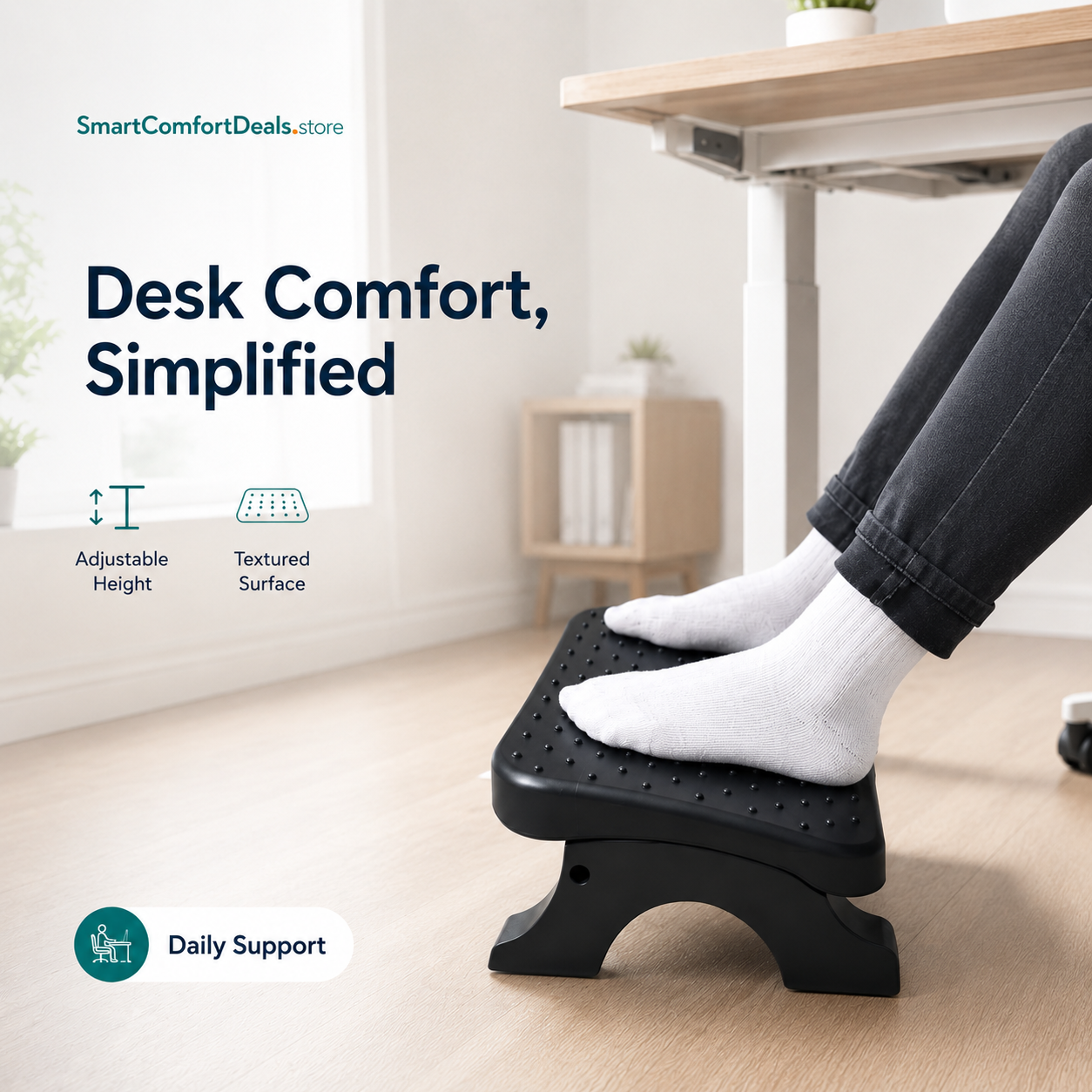 Adjustable Desk Footrest – Ergonomic Under-Desk Foot Support for Home & Office