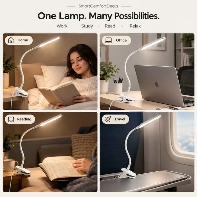 Clamp-Mounted Swing Arm Lamp – Flexible Desk Light for Work - Desk Setup - gallery image 3 - comfort deal