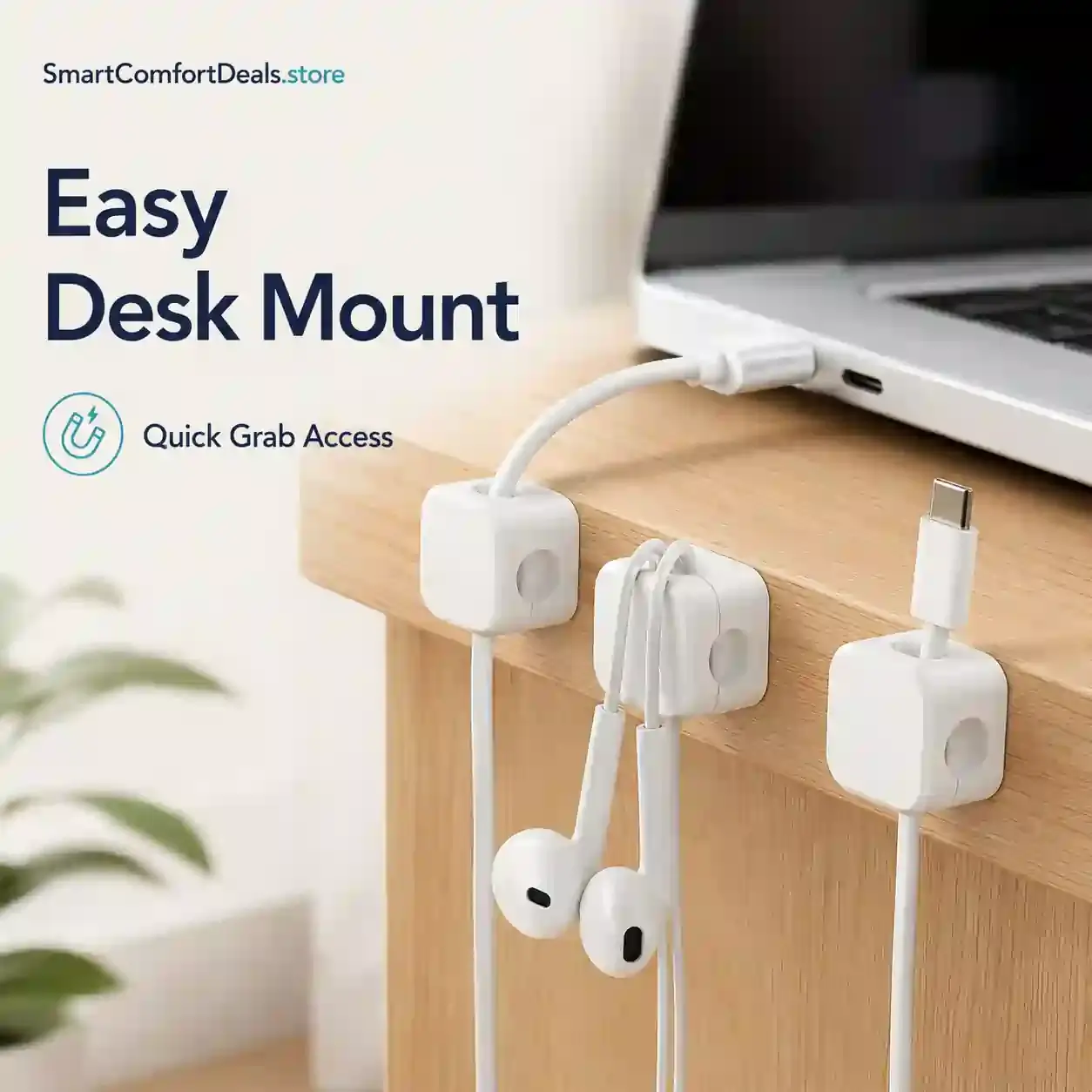 Magnetic Cable Clips Organizer – Desk Cable Management Holder for Clean Workspaces