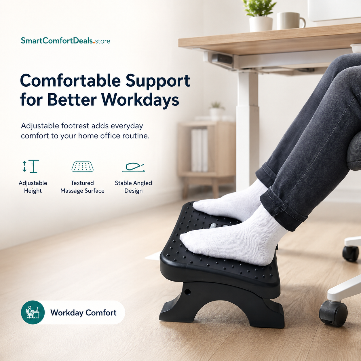 Adjustable Desk Footrest – Ergonomic Under-Desk Foot Support for Home & Office